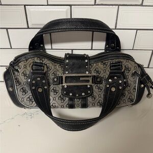 Guess Vintage Bag Y2K Monogram Womens Shoulder Buckel Logo Faux Patent Leather